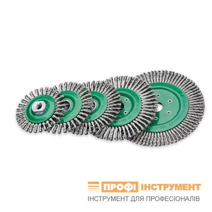 Щетка дисковая для сварщиков 125х6х22.2 мм; Скрученная жгутами нержавеющая проволока 0.5 мм; Z40 жгутов; 12500 об / мин LESSMANN ( ЛЕСМАН )