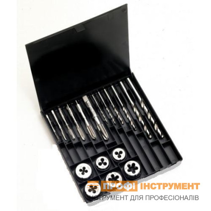 Набор метчиков VOLKEL машинных (комплект 1 шт) и плашек М3-4-5-6-8-10, форма В, ISO 529, HSS-G, резьба DIN 13, сверла 2,5х3,3х4,2х5,0х6,8х8, 5 мм, материалы до 900 Н/кв.мм, пластиковая коробка (80501)