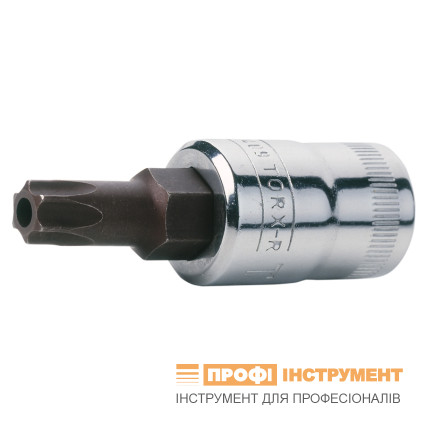 Головка торцевая с отверточной вставкой под винты TORX со штифтом T50; квадрат-3/8"; EXTRA Cr сталь.