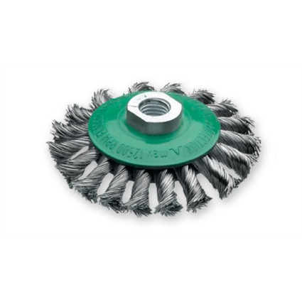 Щетка коническая 100хМ14х2.0мм; Скрученная жгутами нержавеющая проволока 0.5 мм; Z18 жгутов; 12500 об / мин LESSMANN ( ЛЕСМАН ) LESSMANN ( ЛЕСМАН )