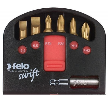 Набор бит Swift TiN 25 мм 5.5х1 / 6.5х1.2 / PZ1 / PZ2 / PH1 / PH2 + магнитный держатель; 7шт.