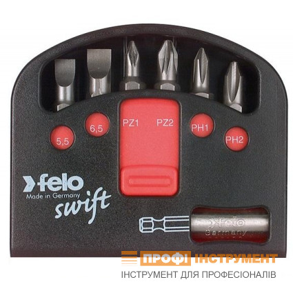 Набор бит Swift 25 мм 5.5х1 / 6.5х1.2 / PZ1 / PZ2 / PH1 / PH2 + магнитный держатель; 7шт; IP.