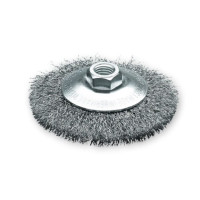 Щетка коническая 100x10 мм из нержавеющей гофрированной проволоки 0.30 мм. М14х2.0 LESSMANN ( ЛЕСМАН )