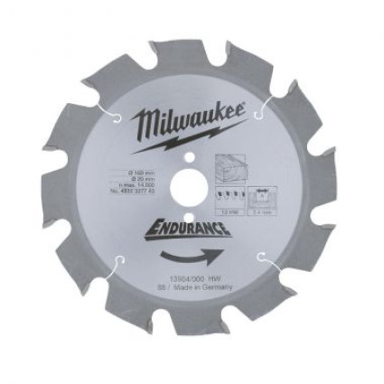 Диск пильный MILWAUKEE ( МИЛУОКИ ) 190х2.8х30 мм; Z 48; дерево; ДСП; фанера; пластик; гипсокартон; шлакобетон.