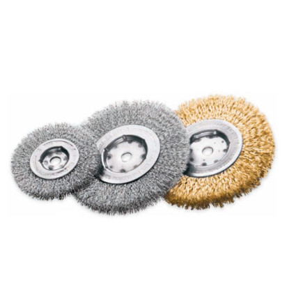 Cylindrical brush 150x14x12-30 mm, steel wire 0,3 mm, 6000 rpm