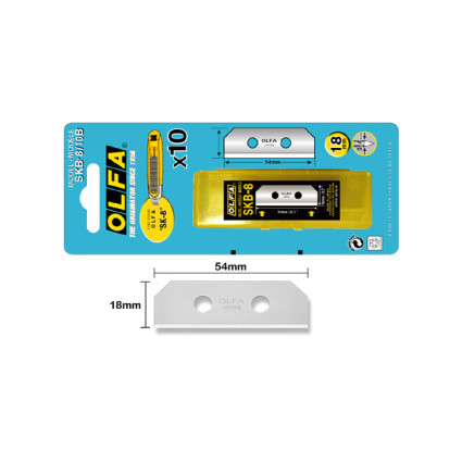 Лезвие Olfa SKB-8/10B 18х54х0.4мм 10шт, точное двустороннее лезвие для SK-8 (647513)