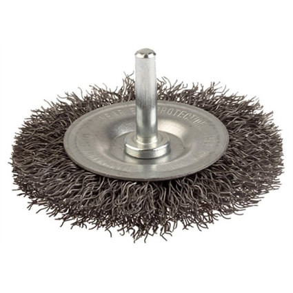 Cylindrical brush 75x10 mm, shank 6 mm, steel wire 0,35 mm, 4500 rpm