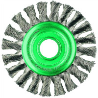 Disc brush 125x22,2 mm, Bundled stainless steel wire 0,5 mm, Z20 harnesses, 12500 rpm