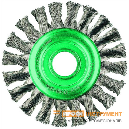 Щетка дисковая 125х22.2 мм; Скрученная жгутами нержавеющая проволока 0.5 мм; Z20 жгутов; 12500 об / мин LESSMANN ( ЛЕСМАН )