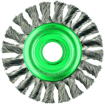 Щетка дисковая 125х22.2 мм; Скрученная жгутами нержавеющая проволока 0.5 мм; Z20 жгутов; 12500 об / мин LESSMANN ( ЛЕСМАН ) LESSMANN ( ЛЕСМАН )