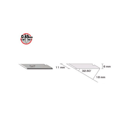Лезо OLFA KB пір'яне 25шт для: AK-1, AK-1/5B, AK-4, SC-1, CC-AK (541510)