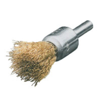 End brush D17x22 mm, shank 6 mm, Corrugated brass wire 0,2 mm, 20000 rpm