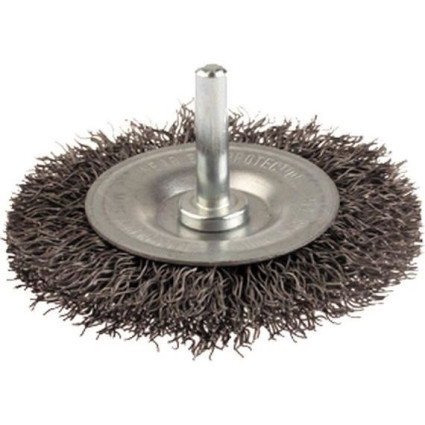 Brush cylindrical 100 mm, shank 6 mm, steel wire 0,35 mm, 4500 rpm