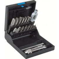 Набір мітчиків VOLKEL (комплект 3 шт) M3-4-5-6-8-10-12, DIN 352, різьба DIN 13, Мітчикотримач VOLKEL №1.1/2, DIN 1814, Мітчикотримач VOLKEL цанговий №1, HSS-E, пластиковий кейс (47055)