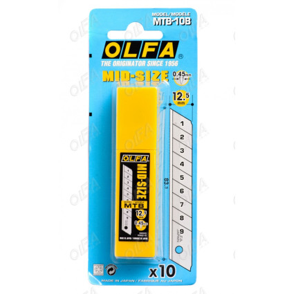 Лезвие Olfa MTB-10B 12.5x83.3x0.45 мм, 10 шт для ножей Mid Size (396510)