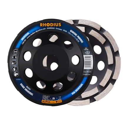 Шлифчашка алмазная Rhodius 125x22,2 мм; ALPHA DS 40; однорядная; бетон, камень, черепица (арт. 303222)