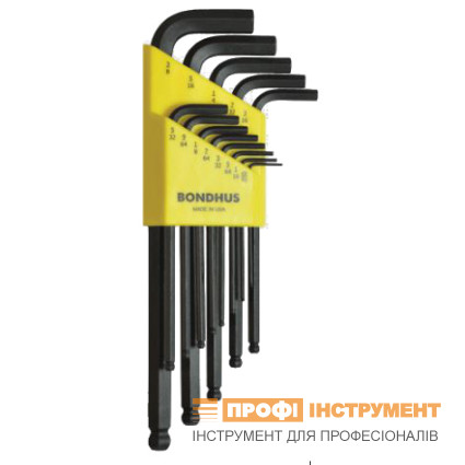Set of Bondhus hex keys 13 pcs, 1,27-17,0mm, spherical along, (art, 10989)