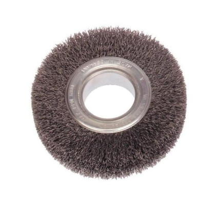 Cylindrical brush 150x25x50 mm, steel wire 0,35 mm, 6000 rpm