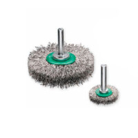Cylindrical brush 50x14x12 mm, shank 6 mm, Stainless corrugated wire 0,20 mm, 15000 rpm