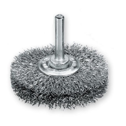 Cylindrical brush 50x10 mm, shank 6 mm, Steel corrugated wire 0,30 mm, 15000 rpm