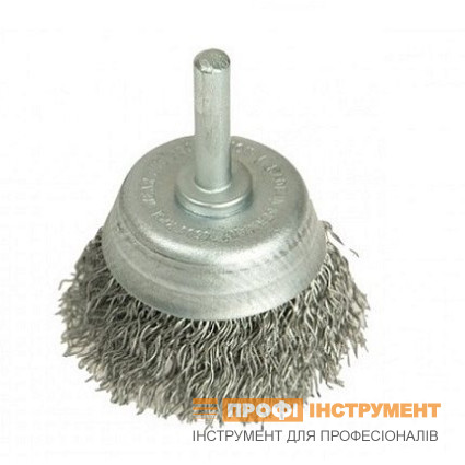 Cup brush 50 mm, shank 6 mm, steel wire 0,35 mm, 4500 rpm