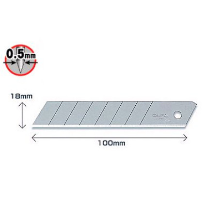 Лезвие Olfa LB-50B сегментированное 18мм 50шт, 0,5мм с двойным углом заточки (330560)