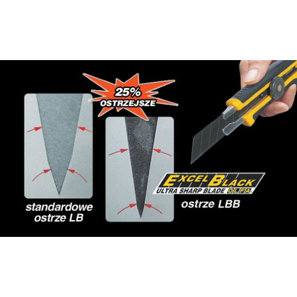 Лезвие Olfa LBB-10 сегментированное черное 18мм 10шт, 0,5мм с двойным углом заточки (301512)