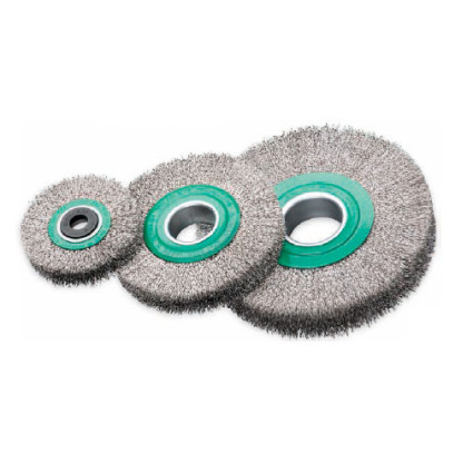 Cylindrical brush 125x31x40mm, Stainless corrugated wire 0,3 mm, 6000 rpm