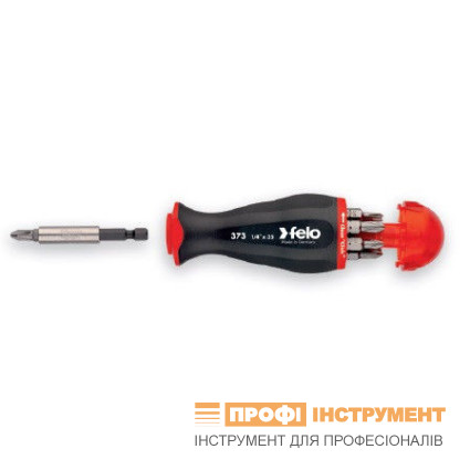 Викрутка FELO з магнітним тримачем біт 1/4" 5,5х1,0 мм/ PH1/ PH1/ PZ1/ PZ2/ TORX15/ TORX20/ TORX25 (37320805)