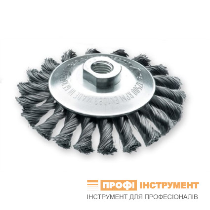 Щетка коническая 100хМ14х2.0 мм; Скрученная жгутами стальная проволока 0.5 мм; Z18 жгутов; 12500 об / мин. IP LESSMANN ( ЛЕСМАН )