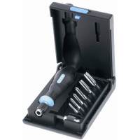 Набір мітчиків VOLKEL (комплект 1 шт) М3-4-5-6-8-10, DIN 352, форма D, допуск ISO2/6H, різьба DIN 13, механічний фіксатор з шестигранним хвостовиком 1/4", ручка з фіксатором під шестигранник, пластиковий кейс (67422)