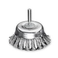 Cup brush 75 mm, shank 6 mm, Stranded steel wire 0,5 mm, Z18 harnesses, 4500 rpm