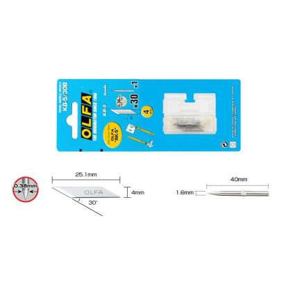 Лезвие Olfa KB-5/30B блистер лезвий 30 шт + игла 20х1,6 мм для AK-5 (548510)