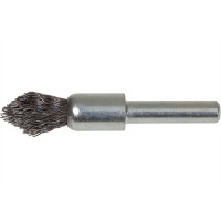 End brush D12x20 mm, shank 6 mm, Steel corrugated wire 0,35 mm, 20000 rpm, pointed