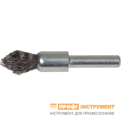 Щетка концевая D12х20 мм; хвостовик 6 мм; Стальная гофрированная проволока 0.35 мм; 20000 об / мин; заостренная LESSMANN ( ЛЕСМАН )