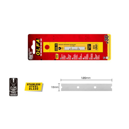 Лезвие Olfa GSB-1S из нержавеющей стали 120х18х0,25 мм блистер 30 шт (893551)