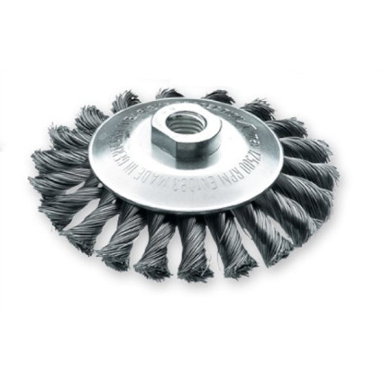 Щетка коническая 115хМ14х2.0 мм; Скрученная жгутами стальная проволока 0.5 мм; Z20 жгутов; 15000 об / мин LESSMANN ( ЛЕСМАН ) LESSMANN ( ЛЕСМАН )