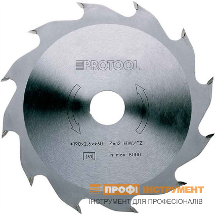 Диск пиляльний 190х2.6х30 мм PROTOOL ( ПРОТУЛ ) HW Z12 FZ (614188)