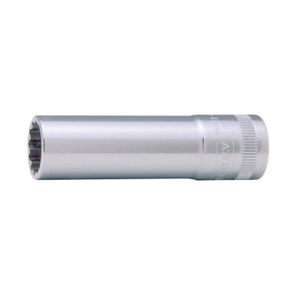 End head 12-faced elongated 10 mm, 3/8" square, polished CrV steel,