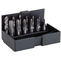Набір мітчиків VOLKEL М3-4-5-6-8-10 та свердл 2.5x3.3x4.2x5.0x6.8x8.5 мм, HSS-G, форма D, допуск ISO2/6H, різьба DIN 13, тримач з шестигранним хвостовиком 1/4", матеріали до 900 Н/кв.мм, пластиковий кейс (67020)