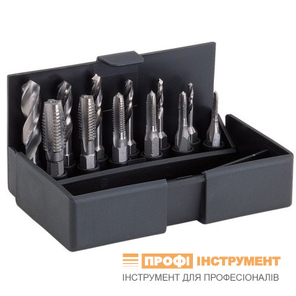 Набор метчиков VOLKEL М3-4-5-6-8-10 и сверл 2.5x3.3x4.2x5.0x6.8x8.5 мм, HSS-G, форма D, допуск ISO2/6H, резьба DIN 13, держатель с шестигранным хвостовиком 1/4", материалы до 900 Н/кв.мм, пластиковый кейс (67020)