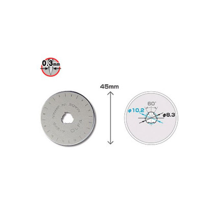 Лезо OLFA RB45-1 дискове 45х0,3 мм для RTY-2/G, RTY-2/DX, 45-C (731510)