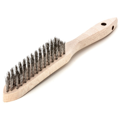 LESSMANN hand brush 290x140 mm stainless corrugated wire 0.20 mm, 4-row (104441)