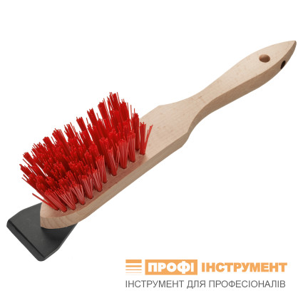 Щетка ручная для чистки лезвий газонокосилки LESSMANN 38x105x290 мм со скребком 4-рядная (120451)