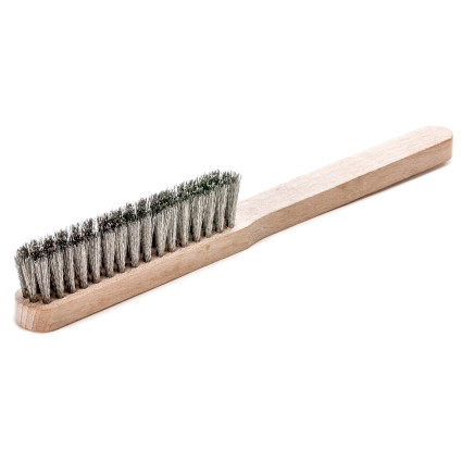 LESSMANN hand brush for fine cleaning 225x110 mm stainless steel wire 0.15 mm 4-row (126481)
