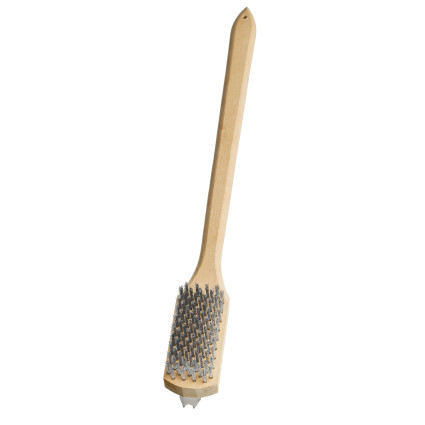 LESSMANN hand brush for cleaning barbecues and grills 50x90x500 mm stainless corrugated wire 0.3 mm (138469)