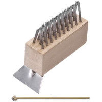 Brush with scraper for cleaning LESSMANN paving slabs - 100x35x42 mm with wooden extension (15199207)