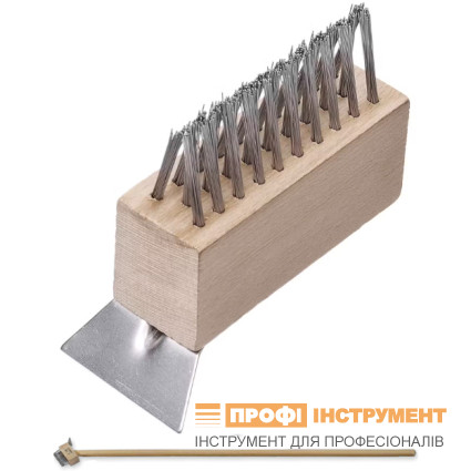 Щітка зі скребком для чищення тротуарної плитки LESSMANN - 100x35x42 мм з дерев'яним подовжувачем (15199207)