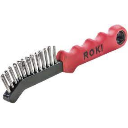 Manual brush for cleaning calipers 225x90 mm, steel wire 0,35 mm, 2-row, plastic handle