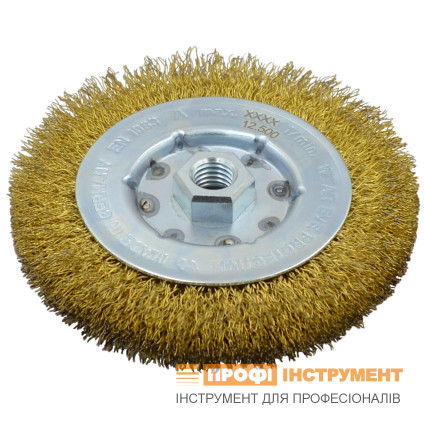 Щетка цилиндрическая LESSMANN 125х13xM14x2,0 мм стальная латунированная гофрированная проволока 0,3 мм (33576114)